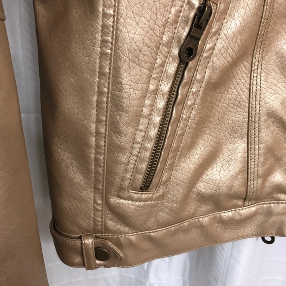 Frida Faux Leather champagne zip up jacket - Picture 4 of 6